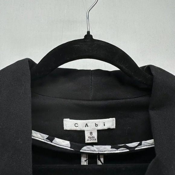 CAbi Jacket Womens Size 8 Twill Military Style Hook Closure Blazer Cotton Black - Picture 9 of 12